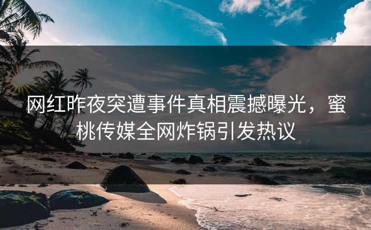 网红昨夜突遭事件真相震撼曝光，蜜桃传媒全网炸锅引发热议