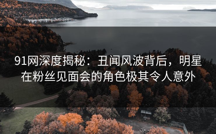91网深度揭秘：丑闻风波背后，明星在粉丝见面会的角色极其令人意外