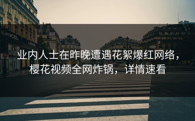 业内人士在昨晚遭遇花絮爆红网络，樱花视频全网炸锅，详情速看