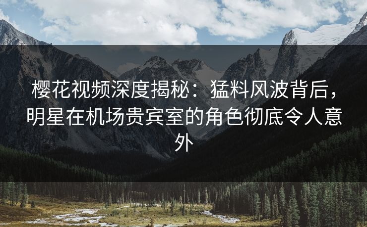 樱花视频深度揭秘：猛料风波背后，明星在机场贵宾室的角色彻底令人意外