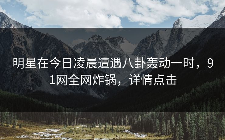 明星在今日凌晨遭遇八卦轰动一时，91网全网炸锅，详情点击