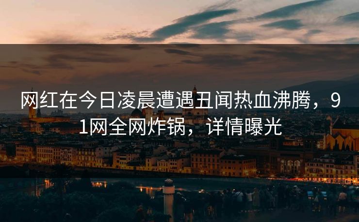 网红在今日凌晨遭遇丑闻热血沸腾，91网全网炸锅，详情曝光