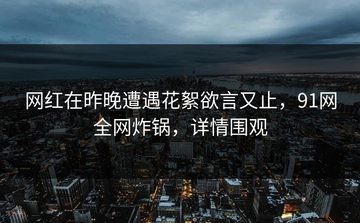 网红在昨晚遭遇花絮欲言又止，91网全网炸锅，详情围观
