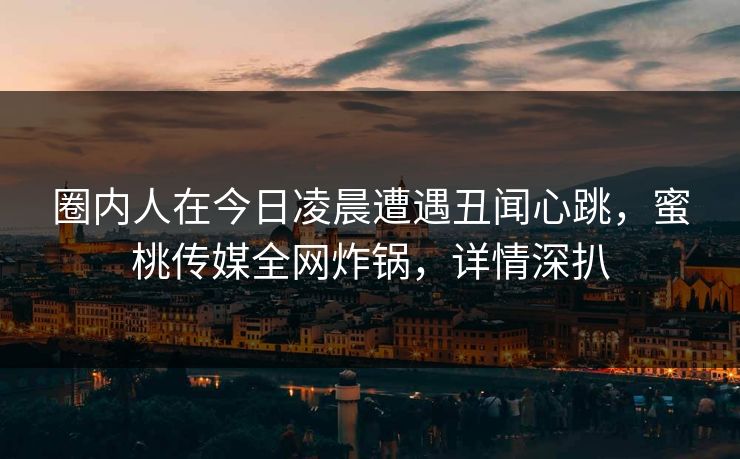 圈内人在今日凌晨遭遇丑闻心跳，蜜桃传媒全网炸锅，详情深扒