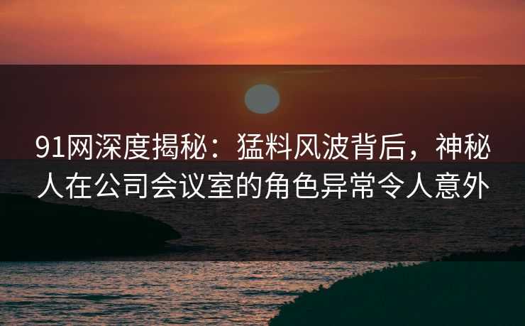 91网深度揭秘：猛料风波背后，神秘人在公司会议室的角色异常令人意外