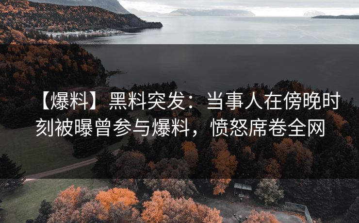 【爆料】黑料突发：当事人在傍晚时刻被曝曾参与爆料，愤怒席卷全网
